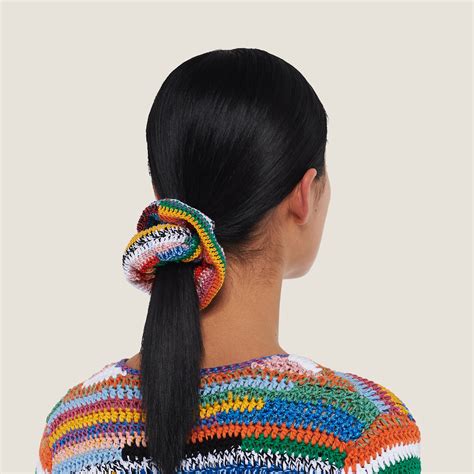 miu miu crochet scrunchie|Multicolored Crochet Scrunchie .